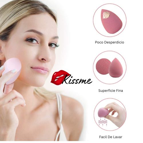 Juego de 5 esponjas de maquillaje: 4 esponjas de belleza para mezclar con 1 soporte y estuche para huevos, perfectas para cremas, polvos y líquidos (rosa)